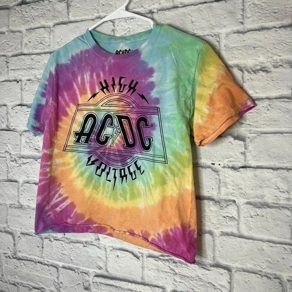 ACDC High Voltage tye dye cropped top size S. - Picture 2 of 5